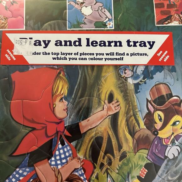 Vintage NOS Play And Learn Tray Little Red Ridding Hood Puzzle Sealed Norway - Picture 3 of 5